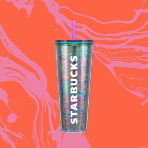 3/$45 Starbucks Iridescent Rainbow Marbled Oil Slick Cold Cup Venti 24oz